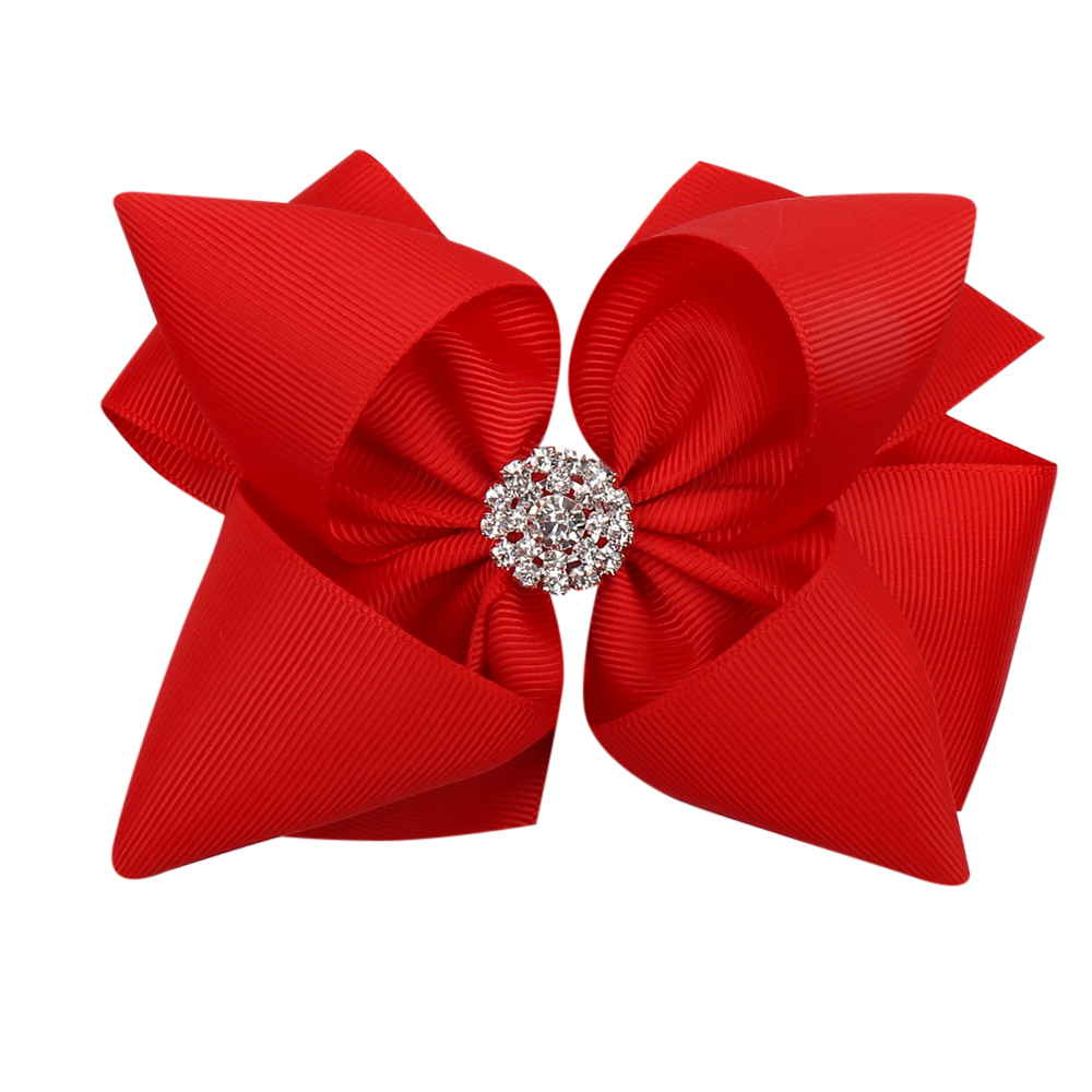 Solid Color Rhinestone Stacked Hair Bow