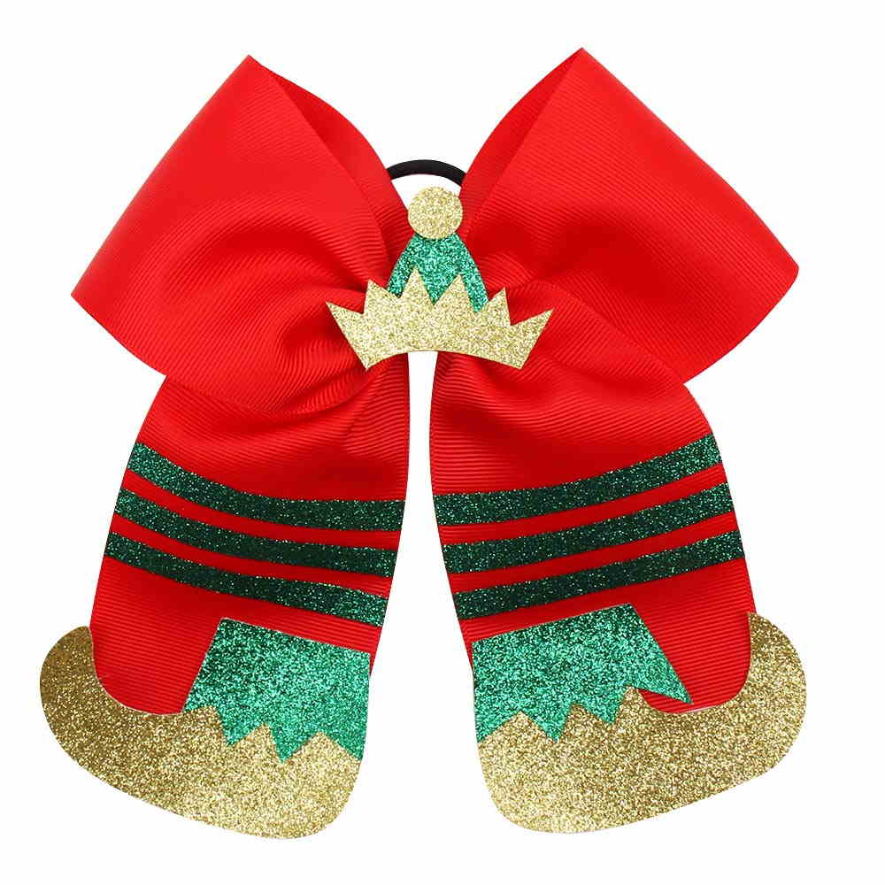 10PCS 7'' Christmas Boot Cheer Bows