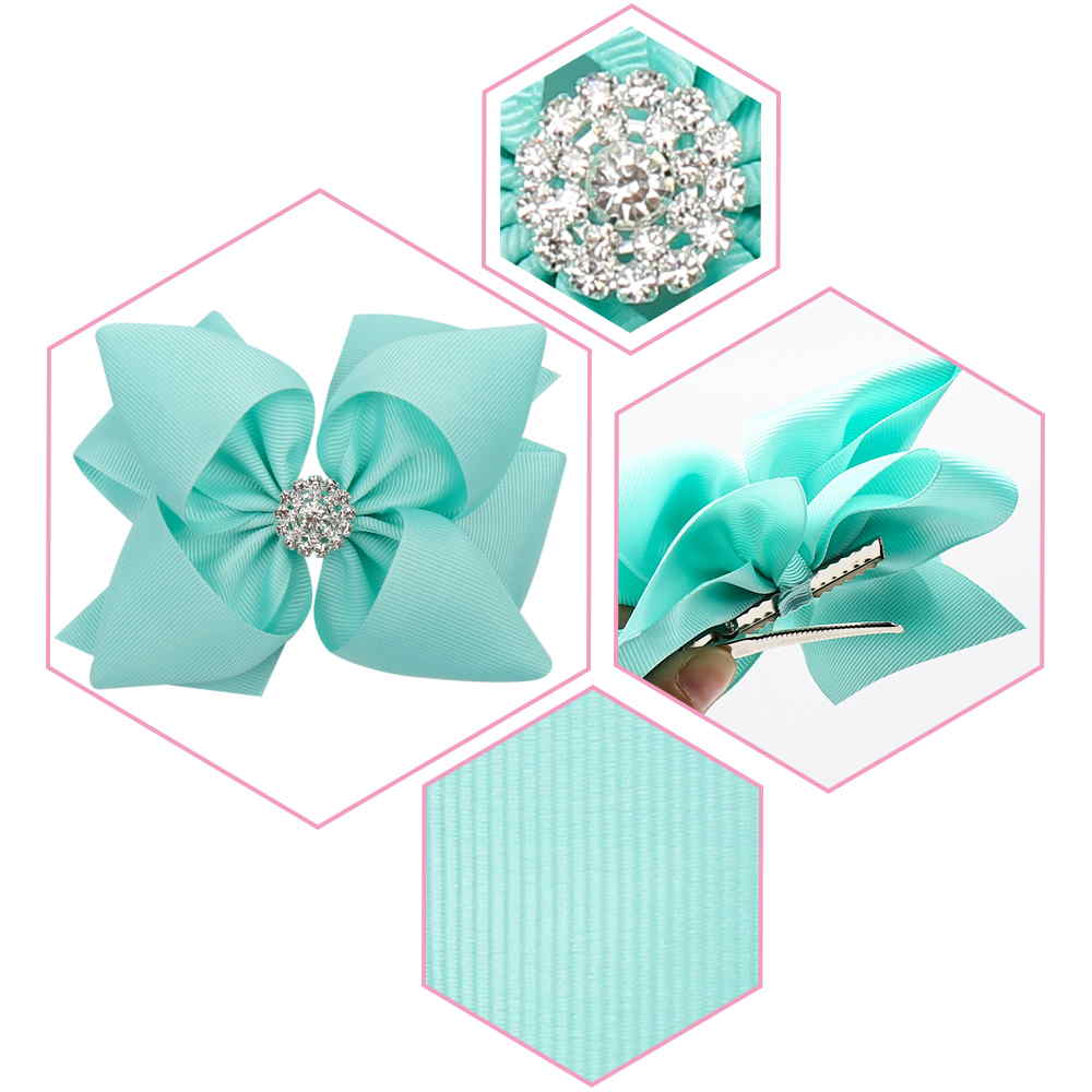 Solid Color Rhinestone Stacked Hair Bow