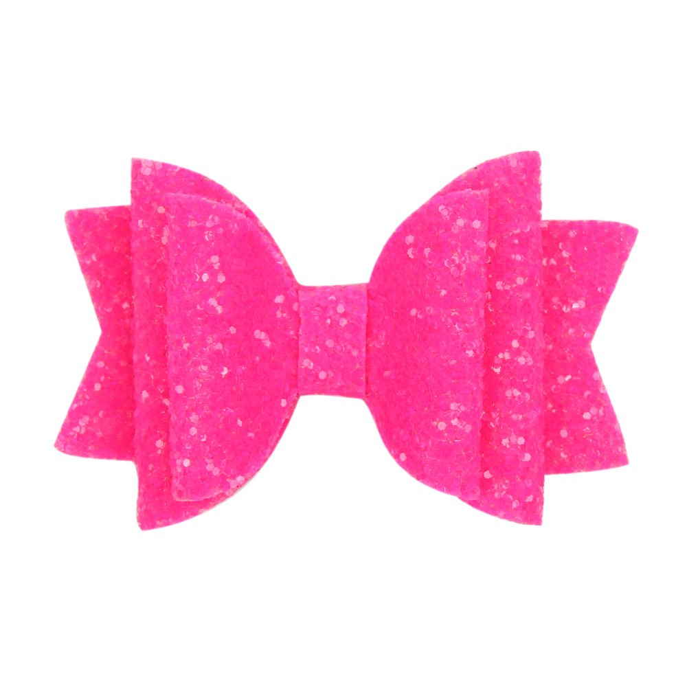 2Pcs/Set Neon Color Glitter Bows With Clips