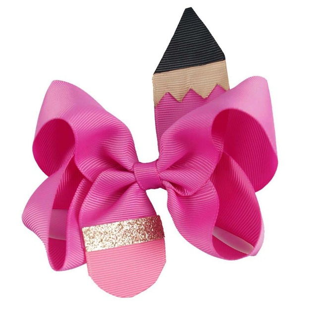 2Pcs/Set Boutique Pencil Hair Bows Clip for Girls