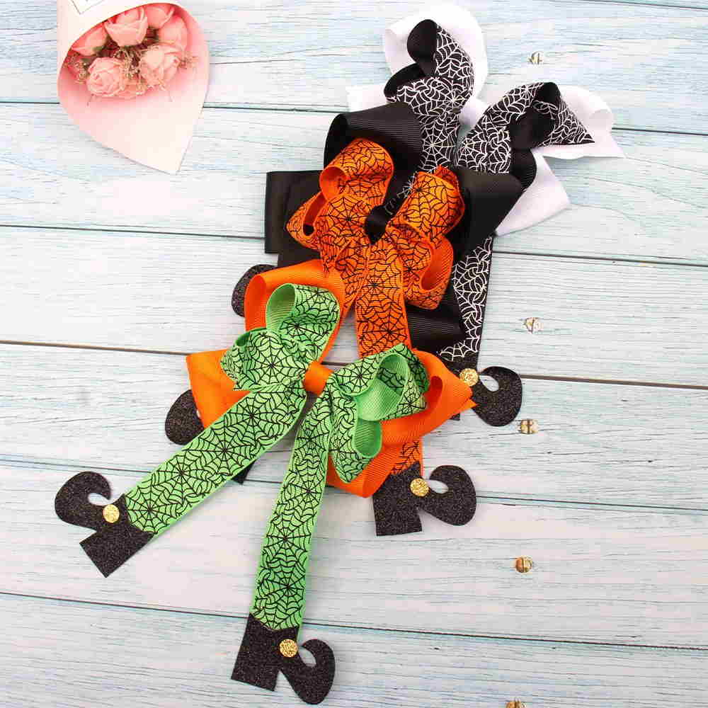 Funny Halloween Boots 4'' Hair Bows for Girls