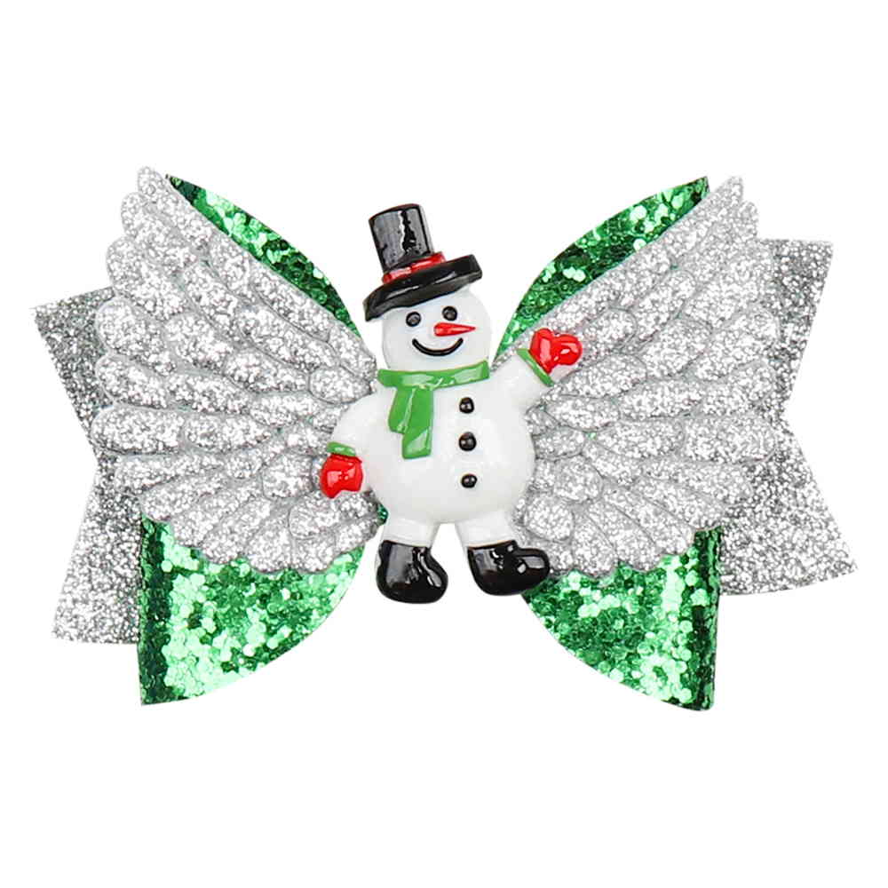 Christmas Glitter Layered Mini Hair Bows With Wings