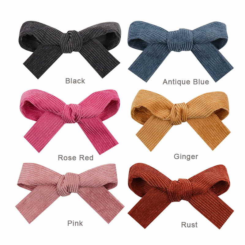 3.5 Inch Solid Velvet Hair Bows Clips for Girls