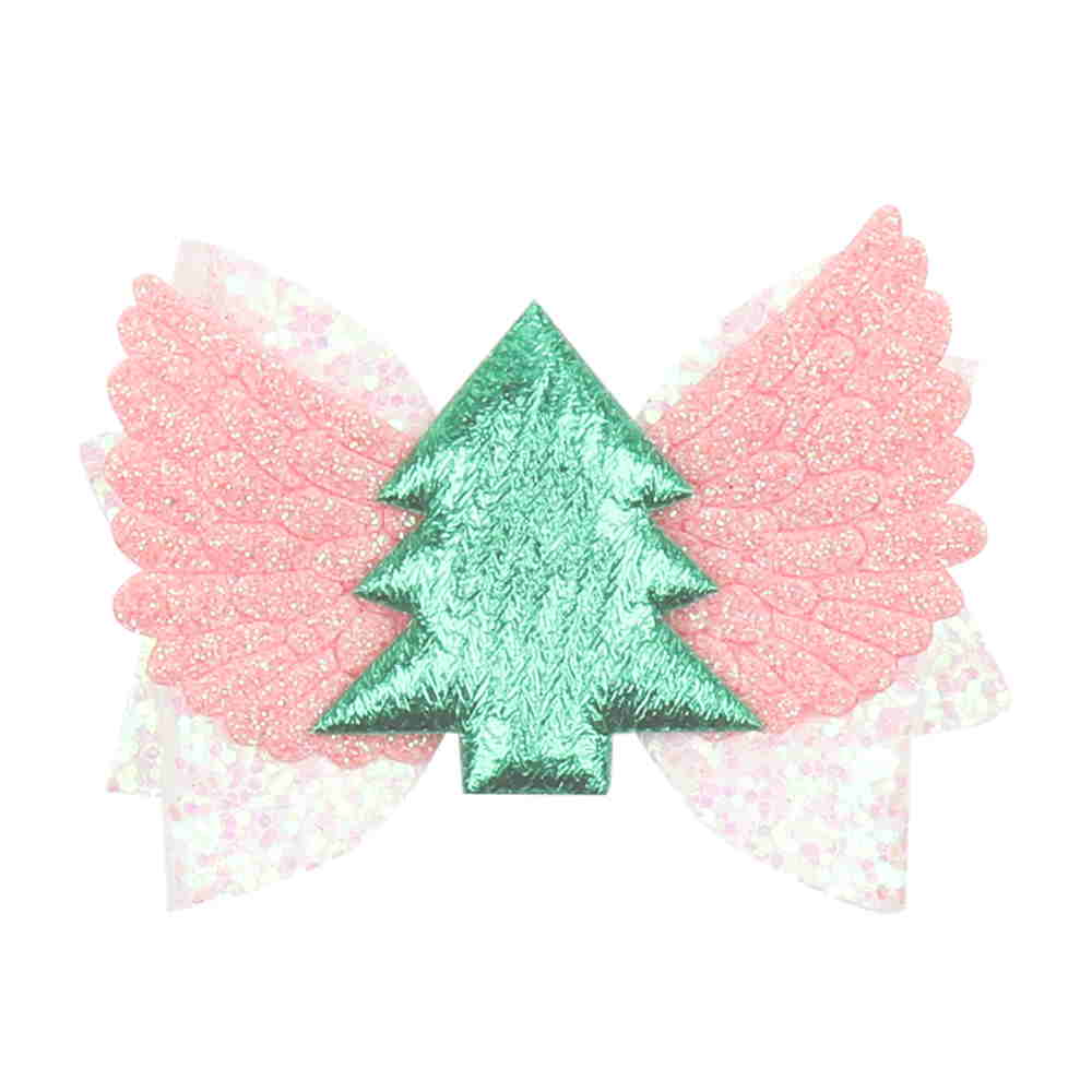 Christmas Glitter Layered Mini Hair Bows With Wings