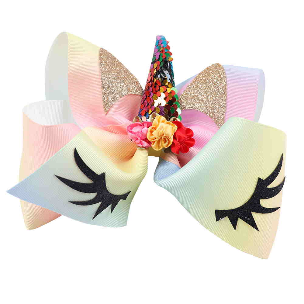 Rainbow Unicorn Hair Bows