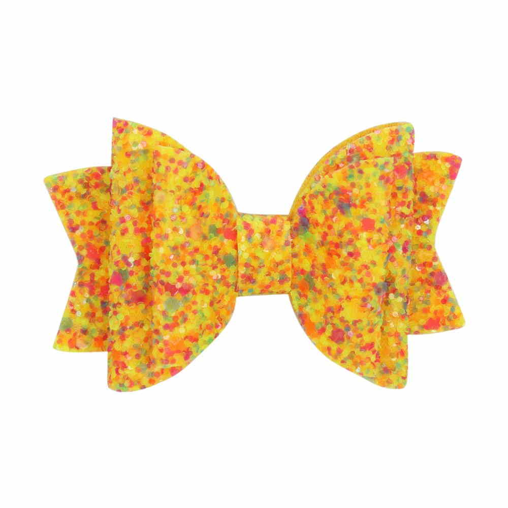 2Pcs/Set Neon Color Glitter Bows With Clips